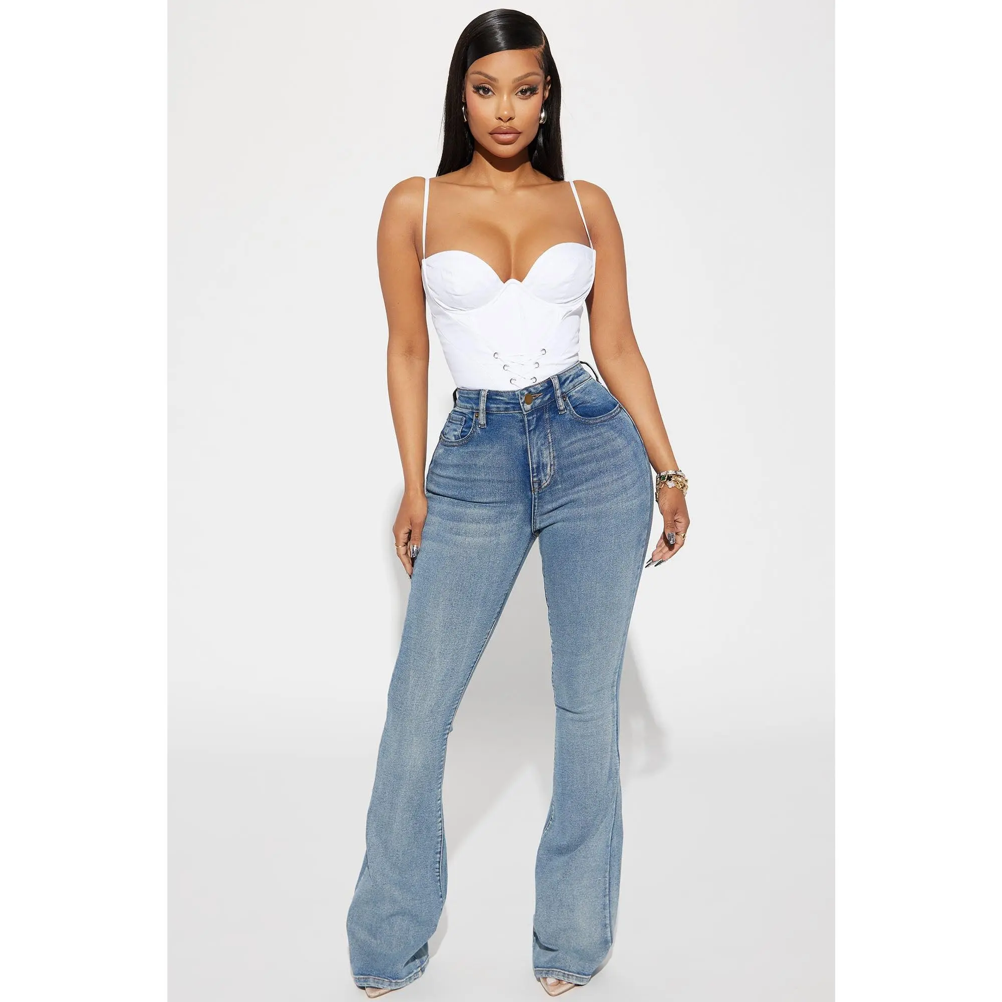 Gemma Sculpting Stretch Flare Jeans - Vintage Wash