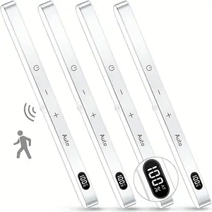 WILLED Under Cabinet Lights, Motion Sensor & Touch Control, 1300mAh USB Rechargeable with Battery Display, Dimmable Magnetic Stick-On LED Lights, Wireless Under Cupboard Lighting for Kitchen, Wardrobe, Closet, Stairs, Hallway