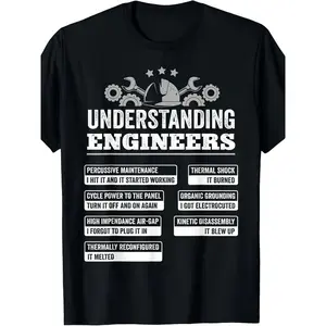 Understanding Engineers Funny Mechanical Engineering T-Shirt |   Black, Extra Large, Same Style for Men and Women, 2025 Summer, Short-Sleeved, Printed, Pure, Vintage Style, Crew Neck, Slight Stretch, Regular Fit, Perfect for Adults
