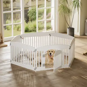 Plastic Pet Playpen, Durable Puppy Playpen with Lockable Door and Non-Slip Bottom, Portable Indoor Outdoor Puppy Pen
