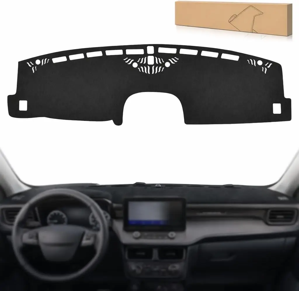 Nilight Dash Cover for Ford Maverick 2022-2024, Custom Fit Suede Dashboard Mat Non‑Slip Sunshade Glare Protector Interior Accessories Black, Glare Protection, Suede Material