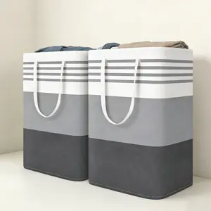 3-Pack 75L Large Laundry Basket – Freestanding Waterproof Hamper, Collapsible Tall Clothes Storage with Easy Carry Handles, Perfect for Clothes, Towels, Toys, Home, Dorm & Bathroom, Space-Saving Organizer, Gradient Grey