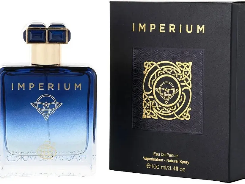 Fragrance World Imperium Eau de Parfum 3.4 oz for Men - Fresh Citrus-Aromatic Scent with Grapefruit Bergamot Apple & Warm Leather-amber Notes