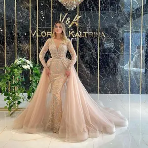 2025 women's dress temperament trailing French simple gold palace style mesh dress