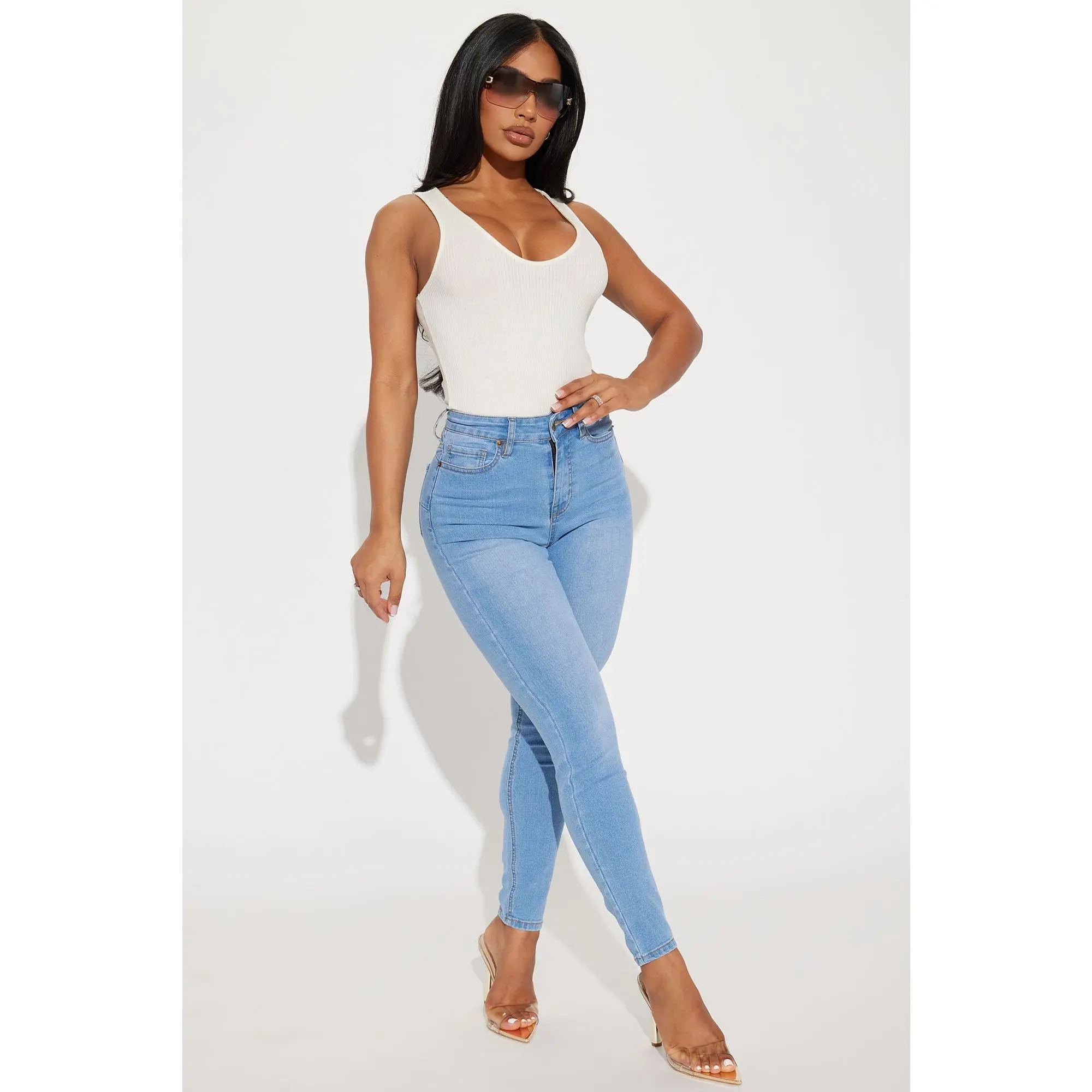 Vibe Check Curvy Stretch Skinny Jeans - Light Wash