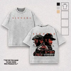 Sinners 2025 Movie Retro Graphic T-Shirt 100% Premium Cotton Pre-Washed Fabric Menswear Top Streetwear Graphic Tees American Made Soft Durable S-5XL