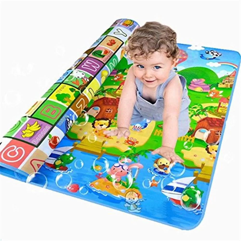 Baby Play Mat for Floor, Super Soft Preschool Rugs with Animals, Kids Rugs for Playroom Classroom, Foldable Floor Mat for Baby Crawling Playing