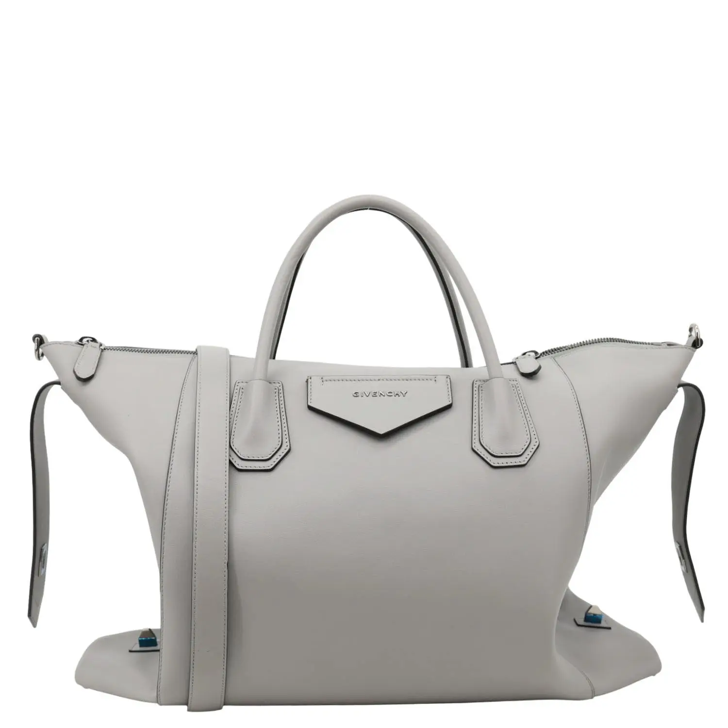 Pre-owned GIVENCHY Leather Shoulder Bags Antigona Soft Shoulder Bag Gray