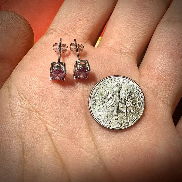 Oval Cut 7x4mm Purple Amethyst 925 Sterling Silver Stud Earrings February Birthstone