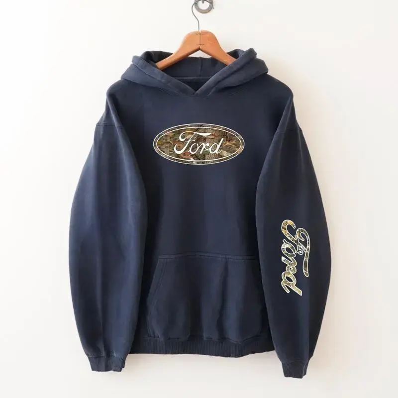 Ford Camo Logo Print Hand Hoodie, Ford Shirts, Gift For Car Lovers, For Men, Racing Shirt, Vintage Graphic Tee