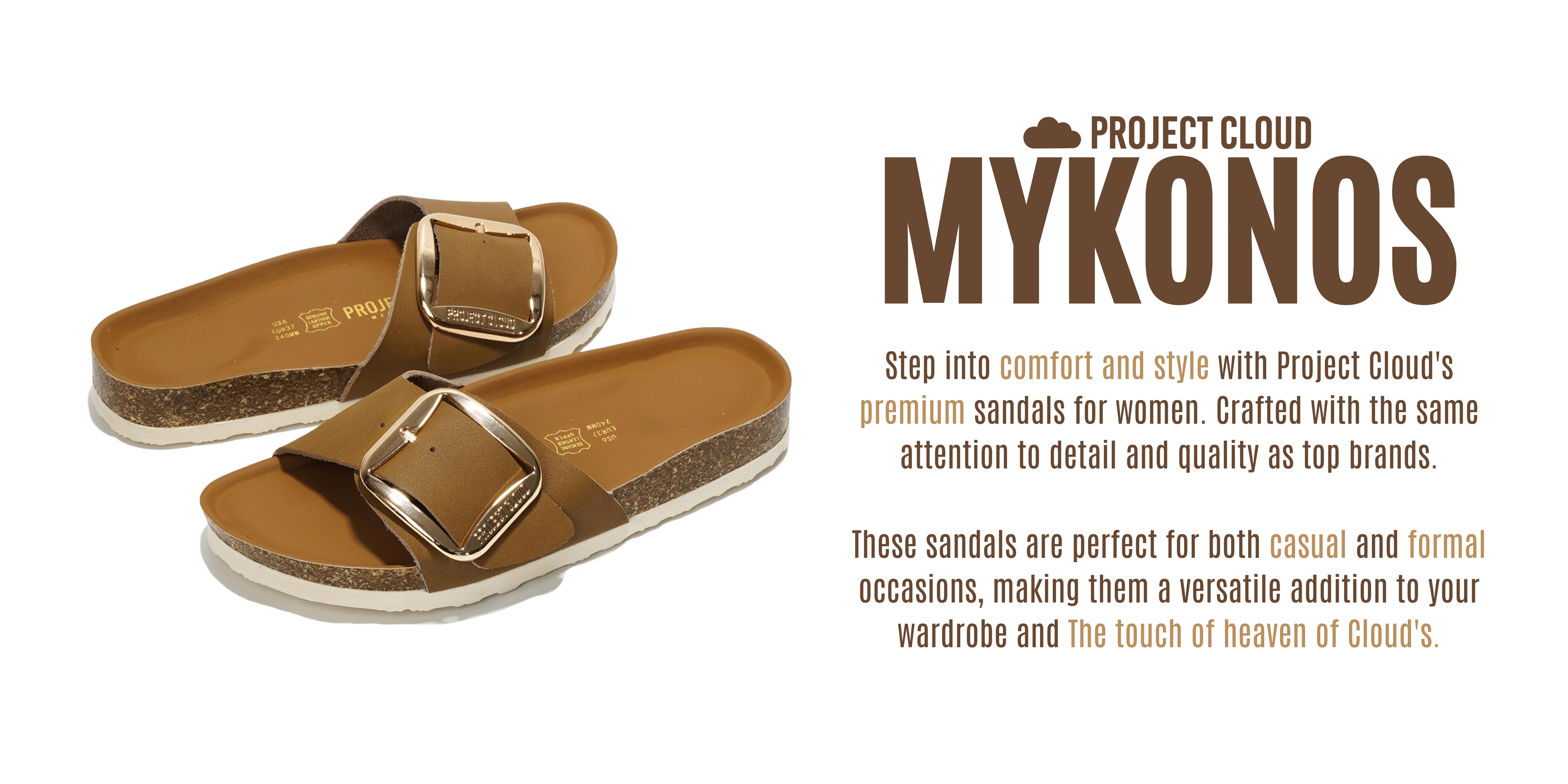 Project Cloud Women's Genuine Leather Sandals | Casual Summer Walking Footwear | Memory Foam | Lightweight Non-Slip – Mykonos