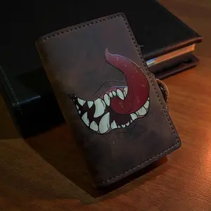 Mimic Monster Mouth PU Leather Wallet with RFID Blocking Design & Lever Actuated Popup Credit Card Slots Horror Fan Gift