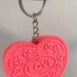 Pink Heart “LOVE” Cookie Fidget Clicker | Valentine Sensory Keychain | Satisfying Click Toy