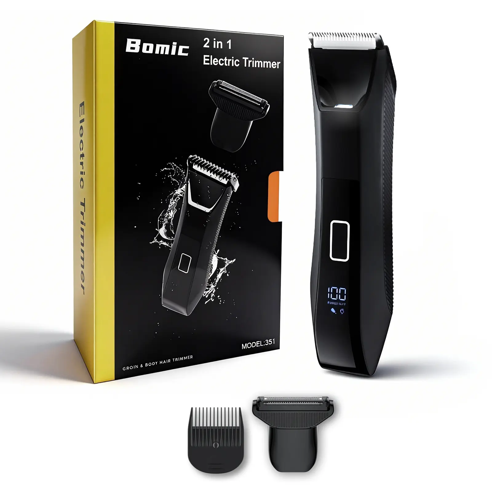 2-in-1 Manscape Professional Body Trimmer for Men, Groin, Pubic & Ball Hair Shaver No-Nick, Nose Hair Trimmer, Body Groomer for Smooth Shaving, Lightweight with Travel Lock, LED Display, IPX7 Waterproof tiktokshopbacktoschool