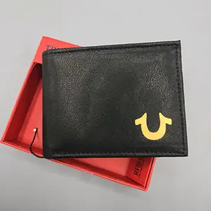 True Religion Genuine Leather RFID Blocking Protection Black Bifold Men's Wallet