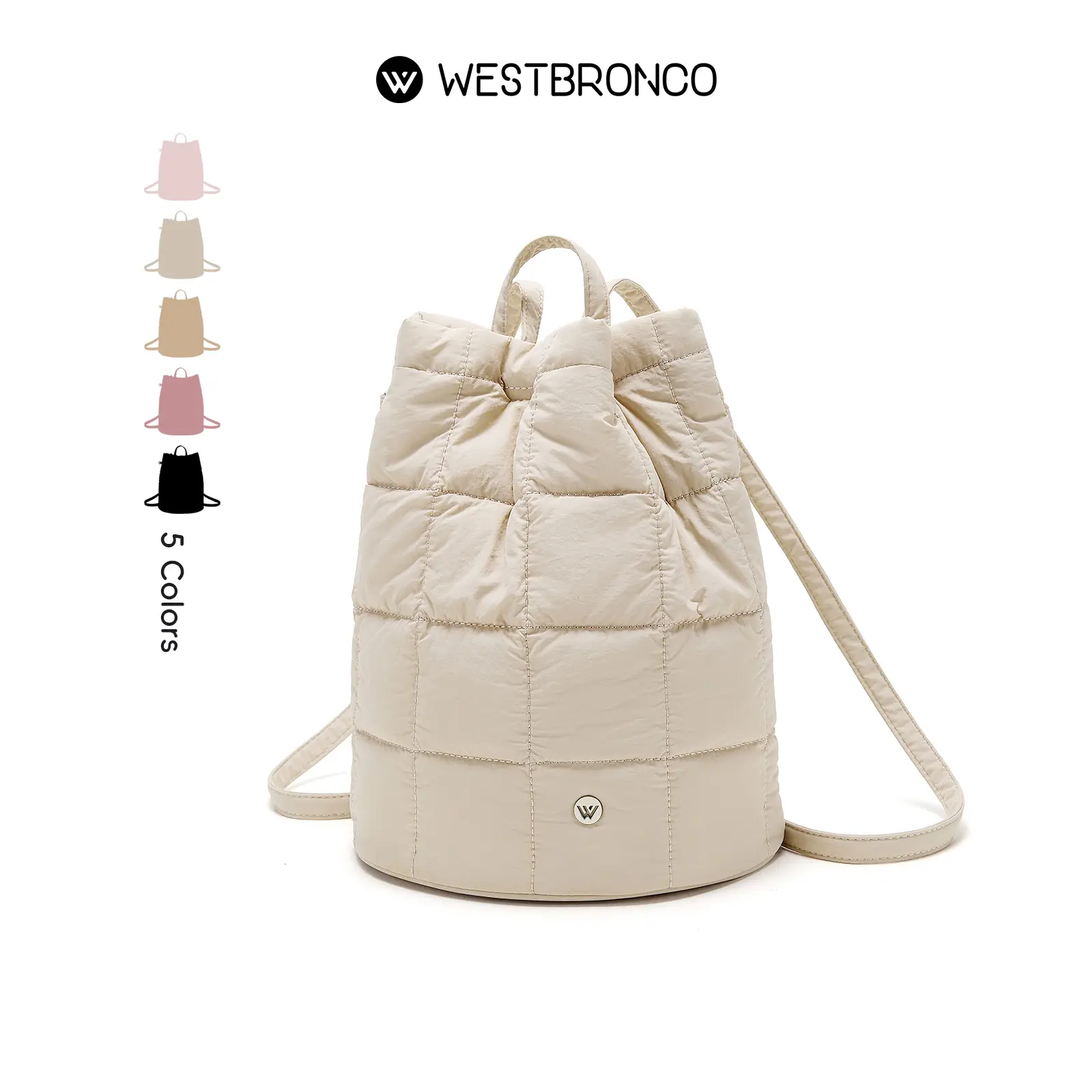 WESTBRONCO Women's Spring Trendy Quilted Puffy 8.3" Small Laptop Backpack, Cute School/College Bag with Hidden Side Pocket, Waterproof Easy Access Drawstring Bag for Work Travel Gift for Her, Quilted Drawstring Backpack, Cute Backpacks For School