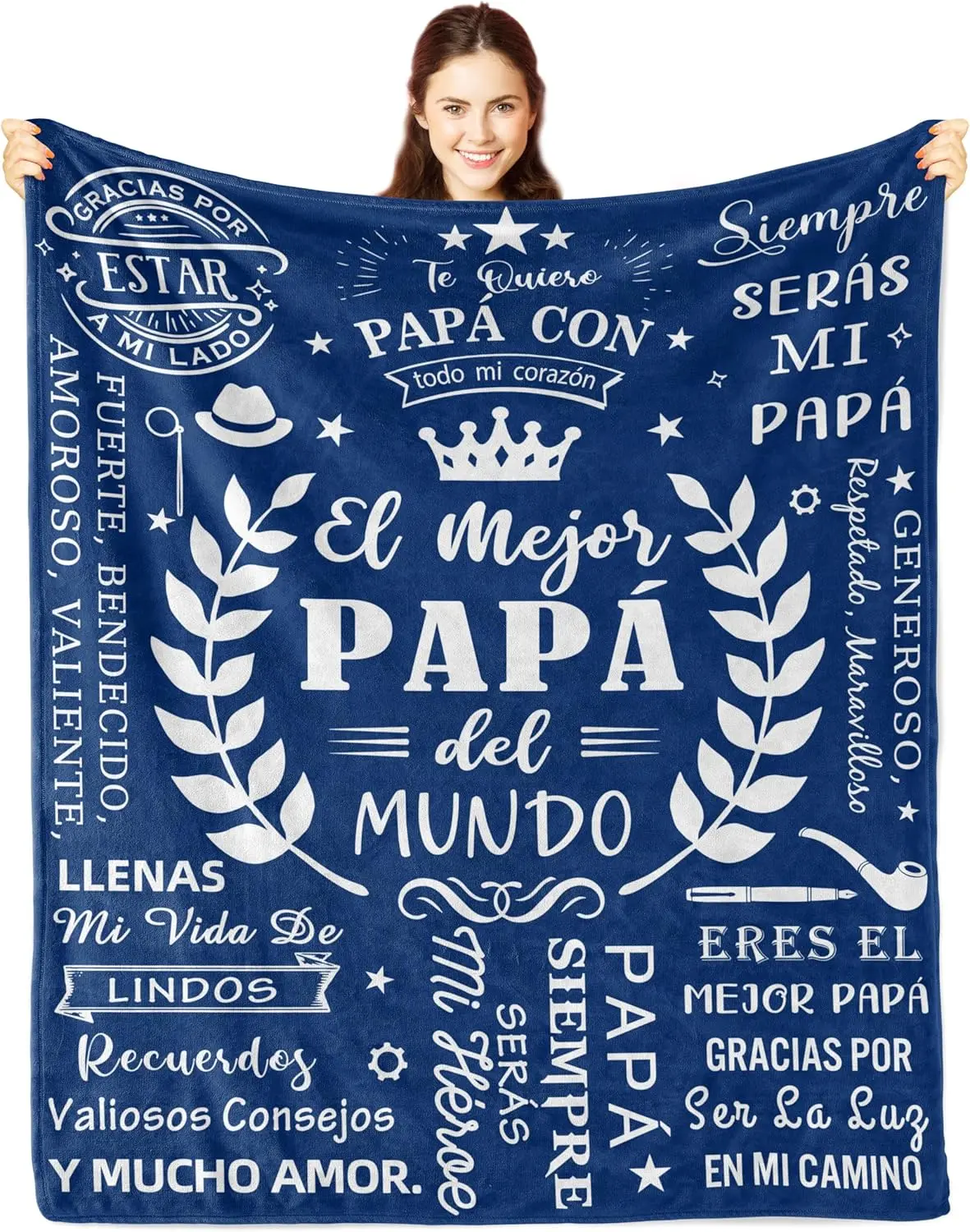 Nice Gifts for Dad, Spanish text blanket, an emotional gift for PAPA，Happy Birthday Dad, Birthday Gifts for Dad, The Coolest Dad, Dad Blanket Spanish 50x60in, The Best Dad Ever...
