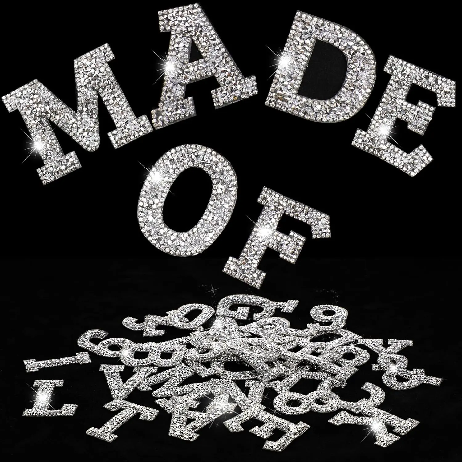 37 Pieces Rhinestone Letter Stickers Large Glitter Alphabet Crystal Number Self Adhesive Bling Stickers Iron on Letters for Art Crafts Clothing DIY Decors(White,1.97 Inch)
