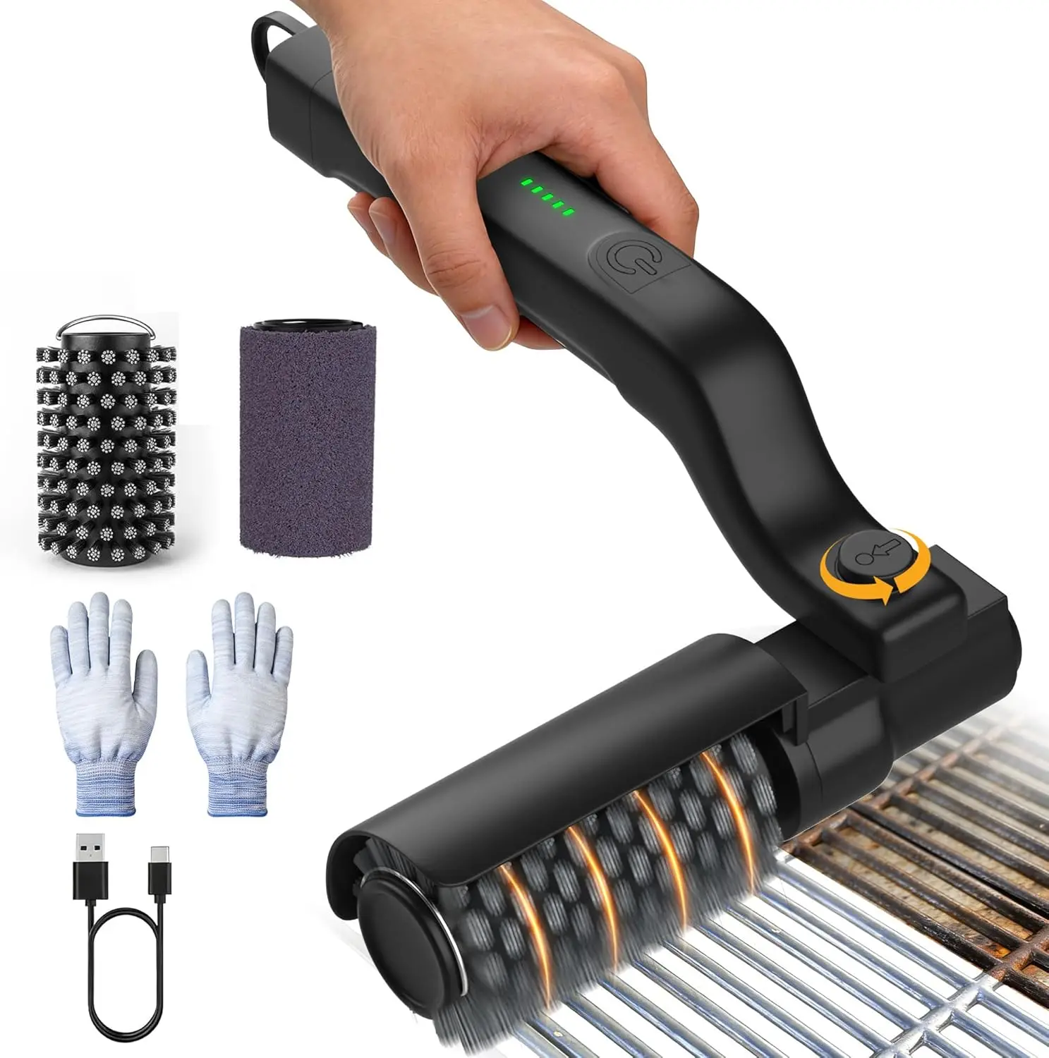 【DealsForYouDays】Drayvorx Electric Grill Brush - Cordless BBQ Grill Cleaner with 3-Speed Motor & 180° Adjustable Head - Rechargeable Stainless Steel Scrubber for Heavy Duty Cleaning, Burnt-on Grease, Grates & Grills fathersdaygift
