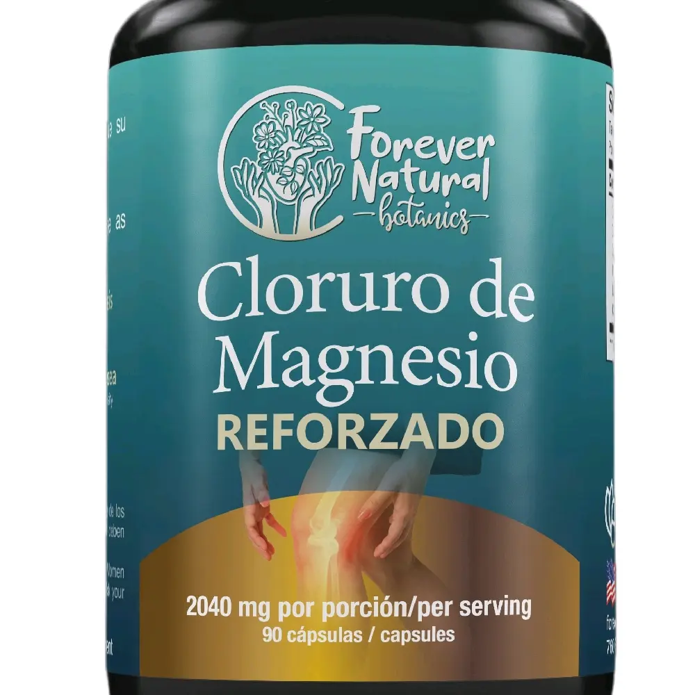 Forever Natural Botanics Enhanced Magnesium Chloride Dietary Supplement - 2040mg per Serving, 90 Capsules, Gluten Free, for Joint, Bone & Muscle Support, Healthcare & Nutrition
