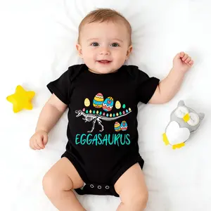 Eggasaurus Dinosaur Easter Egg Funny Baby Bodysuit | Cute T-Rex Easter Infant One-piece | Trendy Newborn Outfit for Easter Photo Props | Newborn Gift for Parents
