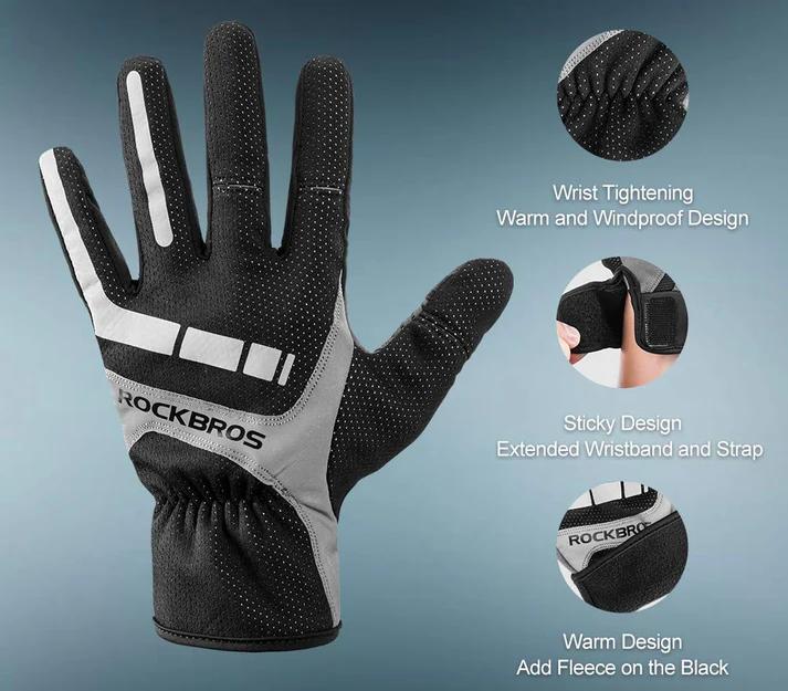 ROCKBROS Full Finger Cycling Gloves for Men, Motorcycle and Mountain Bike Gloves ROCKBROS Full Finger Cycling Gloves for Men, Motorcycle and Mountain Bike Gloves