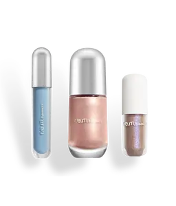 TikTok Exclusive - r.e.m. beauty by Ariana Grande best sellers trio with cotton candy, fembot, & quartz for lips, eyes & face - makeup set