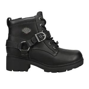 HARLEY-DAVIDSON FOOTWEAR Womens Tegan Motorcycle Casual Boots Ankle Low Heel 1-2" - Black