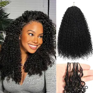 OQ HAIR Kinky Curly Knotless Pre-Separated Crochet Hair Extensions 100% Human Hair 50g/Pack Natural Color