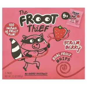 The Froot Thief Real Fruit Whips, Strawberry, 5 Packs, 0.7 oz (20 g) Each