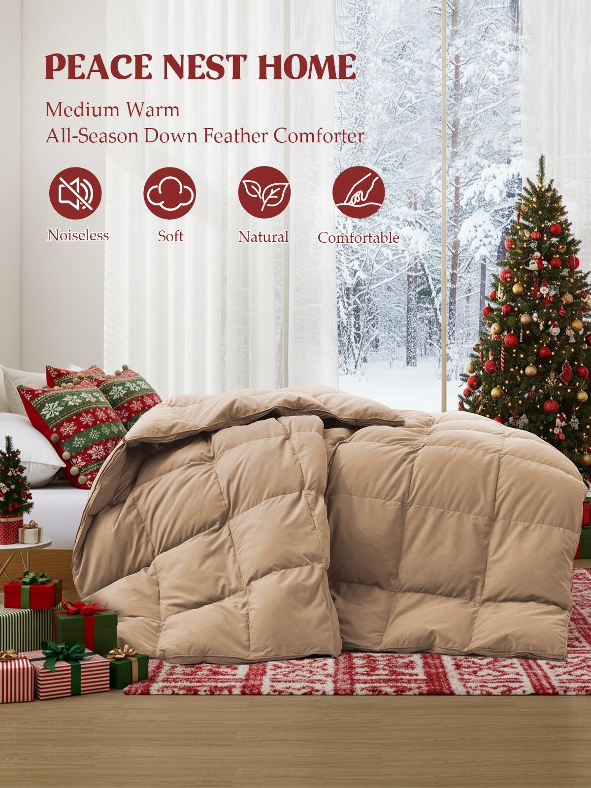 PEACE NEST Super Fluffy Goose Down Comforter - All Season Duvet Insert Quilt Twin/Full/Queen/King Sizes Medium Warm Cozy Blanket Machine Washable Tiktok Shop Black Friday