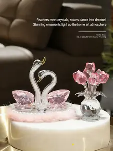 Crystal Swan Rose Bouquet - The Perfect Gift for Valentine's Day, Birthdays, and Anniversaries, Elegant Home Decor for the Living Room