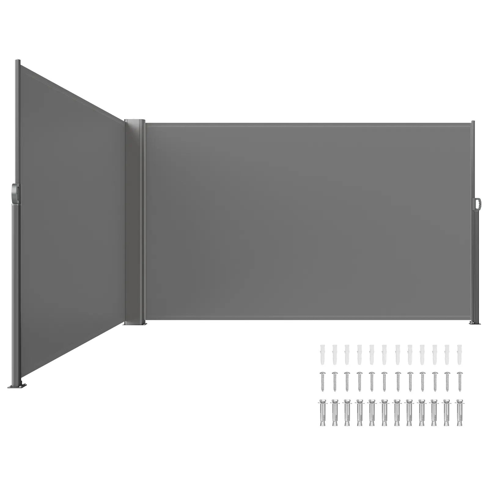 【Summerfinds】VEVOR Manual Retractable Outdoor Shade Canopy, 71''x236''(180x600cm) Powder Coated Aluminum Frame, 280g Polyester Waterproof Fabric, UV 30+ Sun Protection, Retractable Handle with Spring Handle & Smooth Pull, Easy Install for Patio