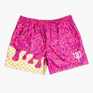 Baseball Lifestyle 101 Strawberry Mesh Shorts - Men Ice Cream Drip Athletic Basketball Streetwear Summer Shorts