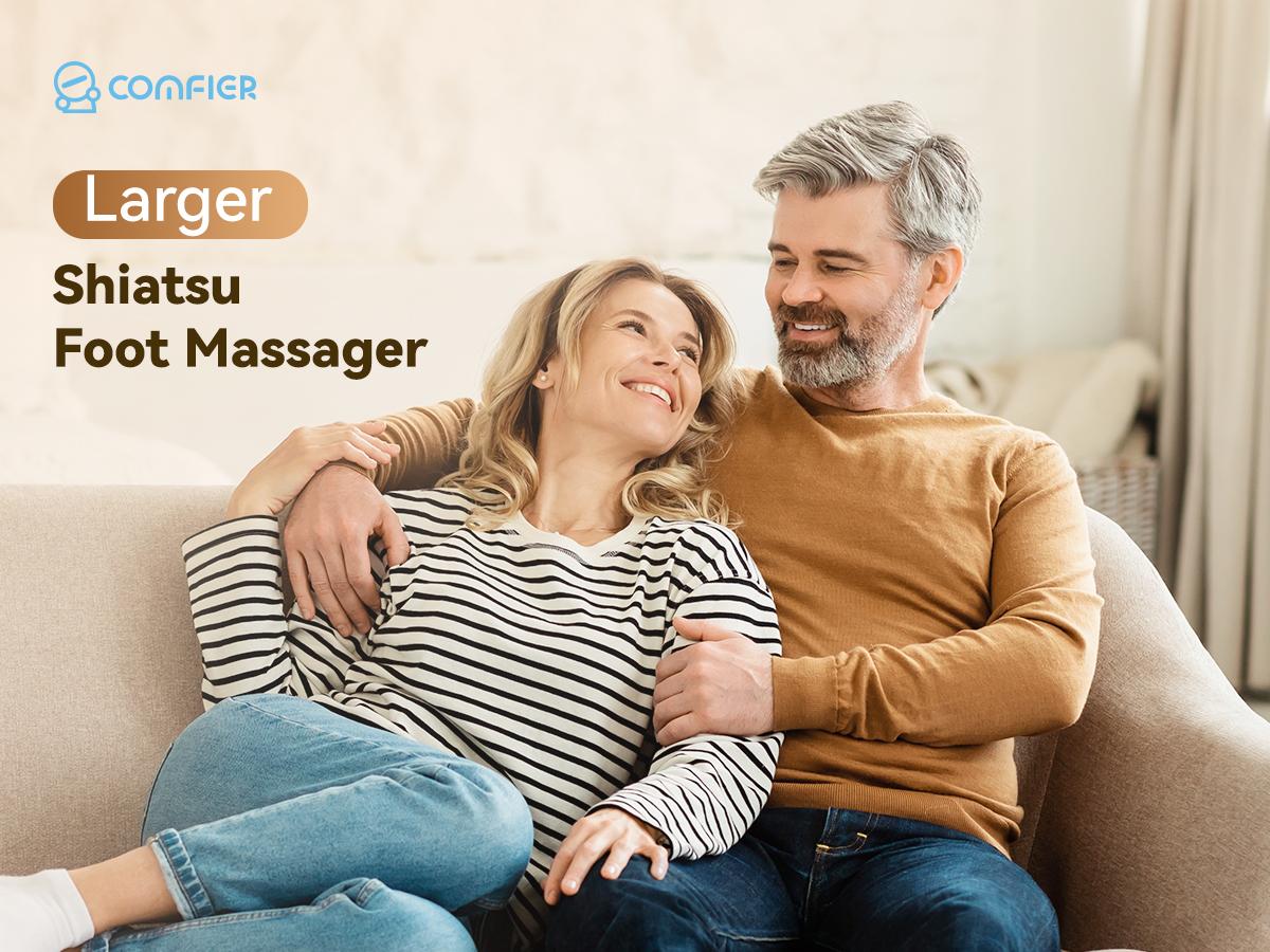 COMFIER 2025 Shiatsu Foot Massager with Heat Compression Kneading Rolling for Neuropathy Plantar Fasciitis Upgraded for Larger Feet Machine Size 15 Home Office Gift for Women Men Adjustable Mum