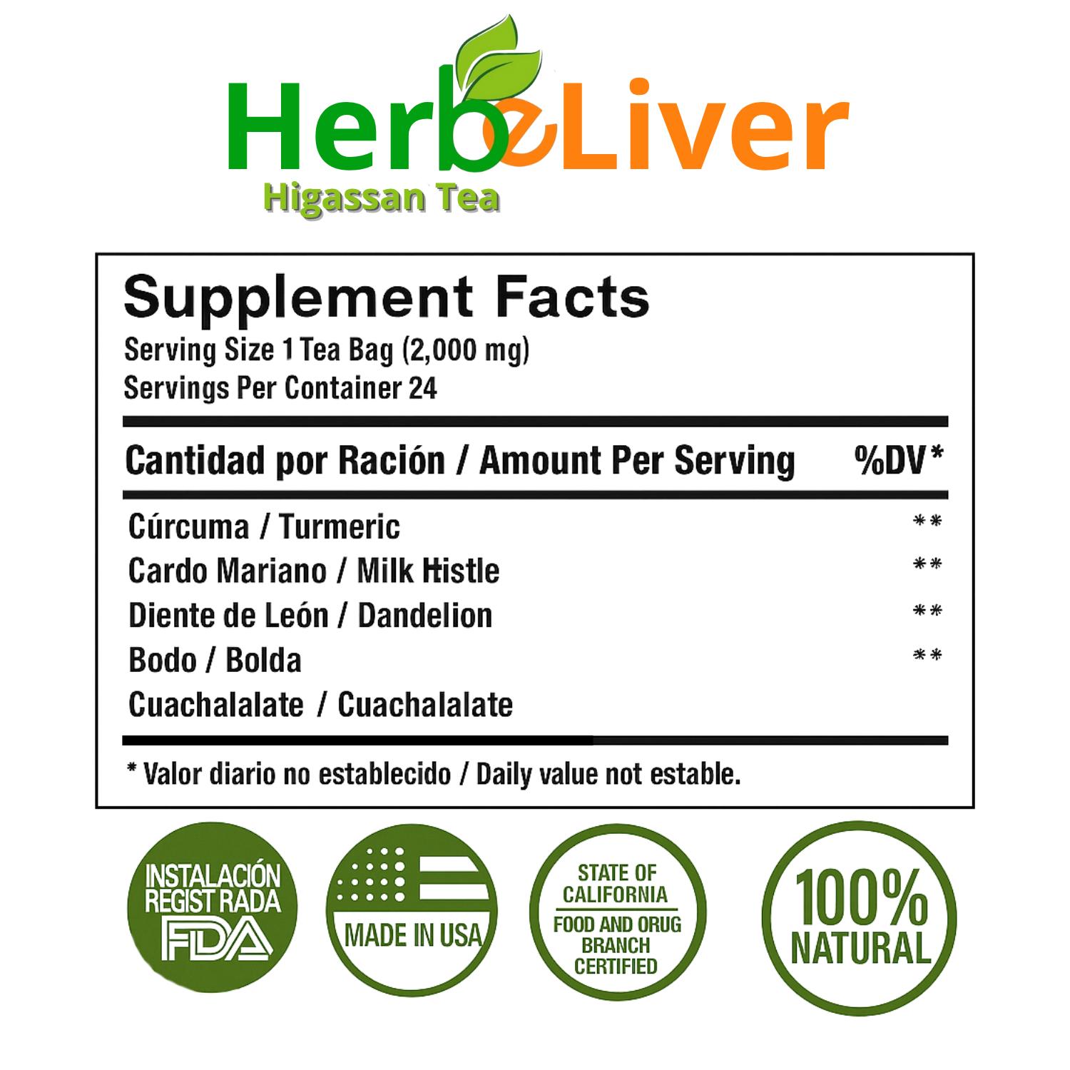 VIRAL Herbal Harmony #1 Liver Detox Tea - Boldo, Diente de León, Curcuma & Cardo Mariano - 24 Tea Bags - 100% Natural Blend for Traditional Wellness - 3 Month Supply