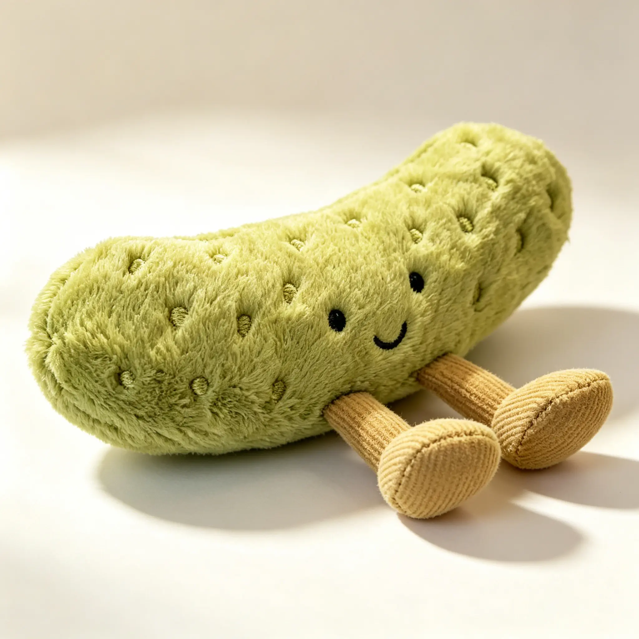 Cute Pickle Stuffed Animal Plush Toy, Ultra Soft Huggable Cotton Pickle Doll with Adorable Face & Tiny Feet, Novelty Plushie Gift for All Ages