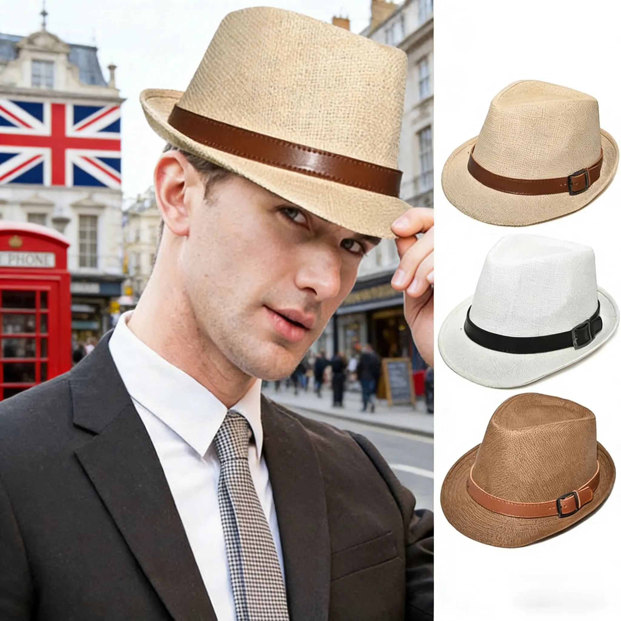 Summer breathable sun-protective British-style jazz hat, comfortable and breathable, stylish and fashionable summer material, comfortable and breathable beach hat.