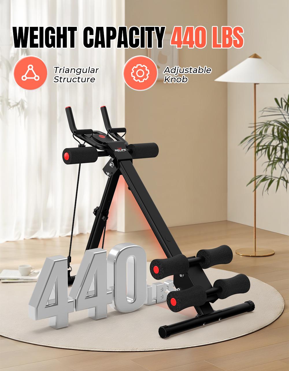 RELIFE REBUILD YOUR LIFE Adjustable Ab Trainer Machine Foldable Ab Workout Equipment for Home Gym, Core & Abs Exercise Machine, Arm Leg Glute Shaper RELIFE REBUILD YOUR LIFE Adjustable Ab Trainer Machine Foldable Ab Workout Equipment for Home Gym, Core & Abs Exercise Machine, Arm Leg Glute Shaper