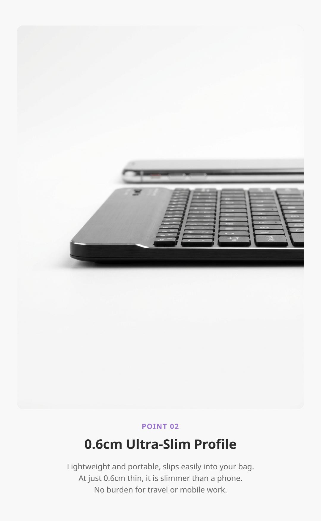 Ultra Light Wireless Bluetooth Keyboard - Slim Mini Universal Multi-Device Compatible Keypad, Rechargeable Quiet Lithium Ion Powered, Smooth Typing, Travel-Friendly for iPad, Windows, Android Devices, Ultra Light Wireless Keyboards