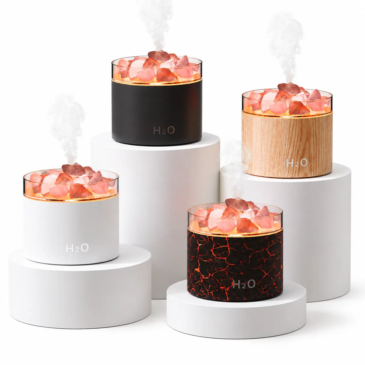 Himalayan Salt Lamp Aroma Humidifier, 2-in-1 USB Essential Oil Diffuser with 7-Color Night Light, Quiet Cool Mist Humidifier for Bedroom & Office