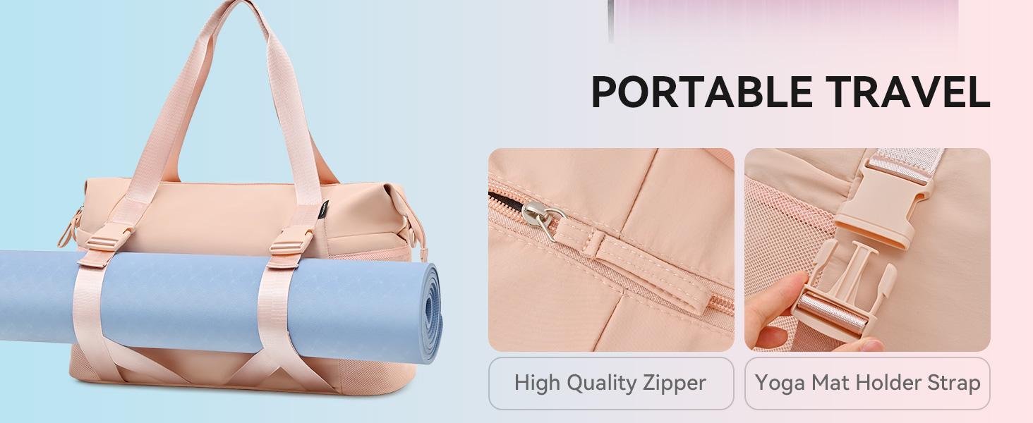 MAXTOP Women's Gym Yoga Duffle Bag with Shoe Pouch,Multi-Purpose Overnight Travel Bag for Gym,Work, Dance, Sports