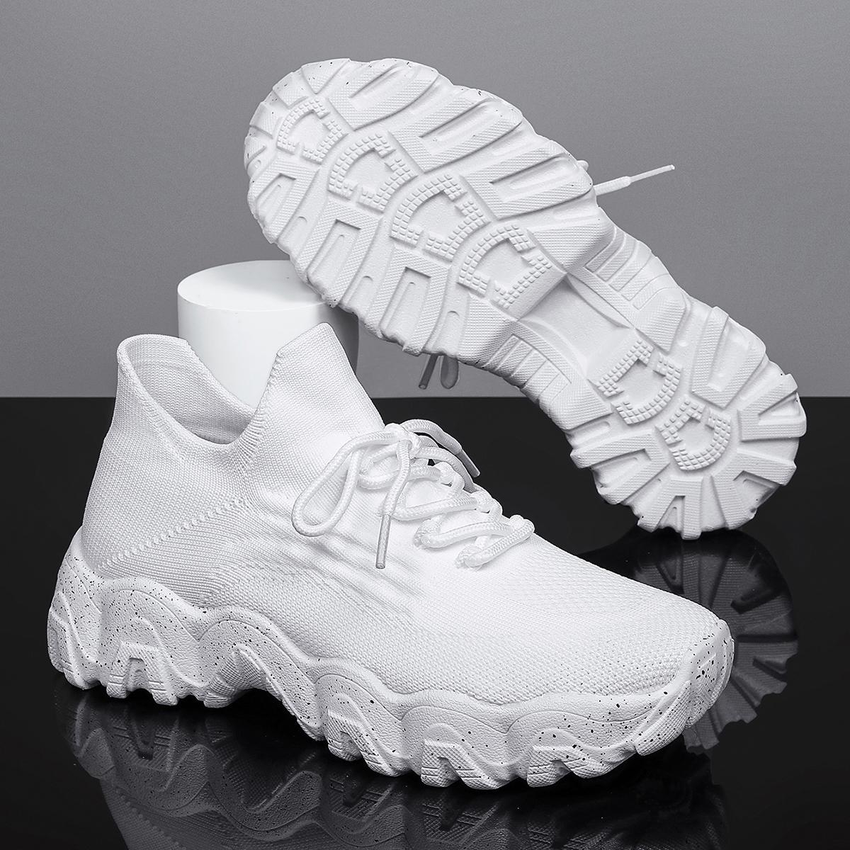 Breathable Knit Lace-Up Sneakers with Trendy Chunky Sole for Effortless Daily Style & All-Day Comfort