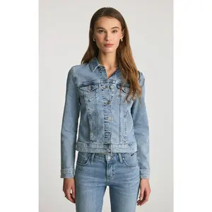 SAMANTHA DENIM JACKET IN LIGHT BRUSHED FLEX BLUE