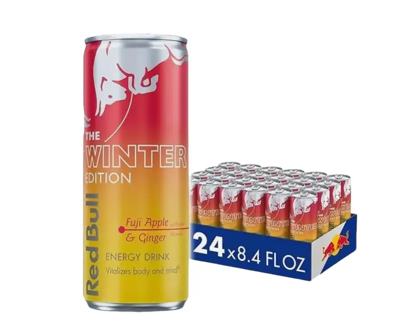 Red Bull Winter Edition  Fuji Apple & Ginger Flavor Energy Drink 8.4 fl oz REGULAR AND SUGAR FREE Choose Your Pack 1–24 CANS