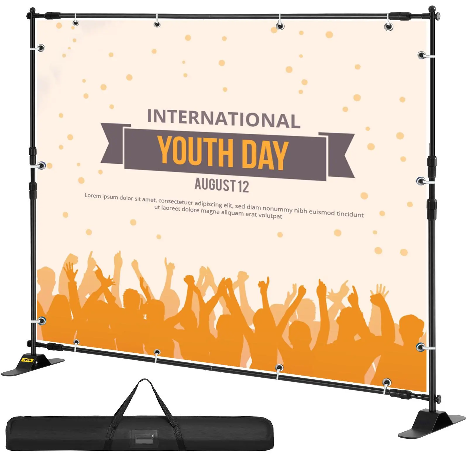 【SummerFinds】VEVOR Telescopic Backdrop Banner Stand 8' x 8' Banner Stand Adjustable Step and Repeat Backdrop Banner Stand Retractable Banner Stand with Carrying Bag (8 ft)