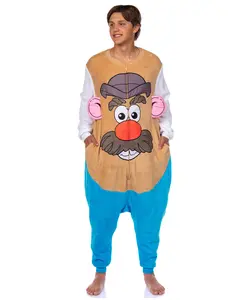 Mr. Potato Head Union Suit Adult Fleece One Piece Pajama Outfit Footless Sleeper