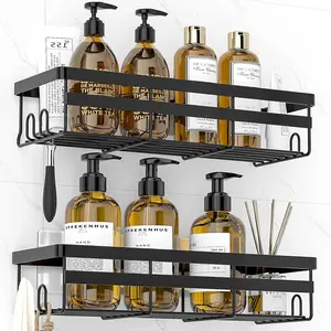 2 Pack Shower Caddies - Adhesive Hanging Shower Shelf - Bathroom Organizers and Storage, No Drilling Stainless Shower Shelves for Home Decor, Bathroom Accessories