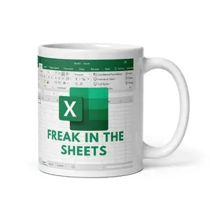 Freak In The Sheets , Excel  ,  Excel, Accountant , Accountant , Tax Accountant  - 11oz or 15oz Resuable Ceramic Drinkware With Large Handles - Printed In The USA - Aesthetic  & Tea  Double-Sided cup perfect  retro mug manager gift pottery Skeleton Coffee