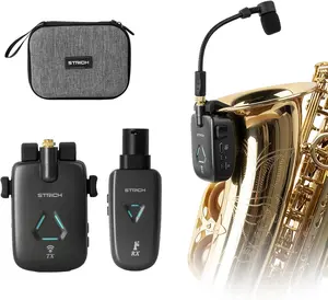 【Updated version】STRICH UHF Rechargeable Wireless Instrument Microphone System with Clip-on Transmitter & Receiver, 99ft Range, Reverb OTG Recording, for Trumpet, Trombone, Saxophone & Brass Instruments outdoorfun